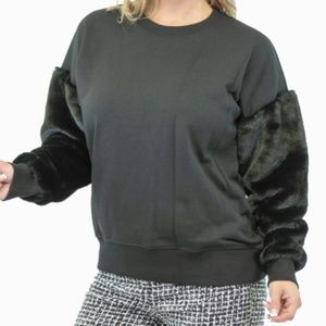Michael Kors Faux Fur Black Sweater